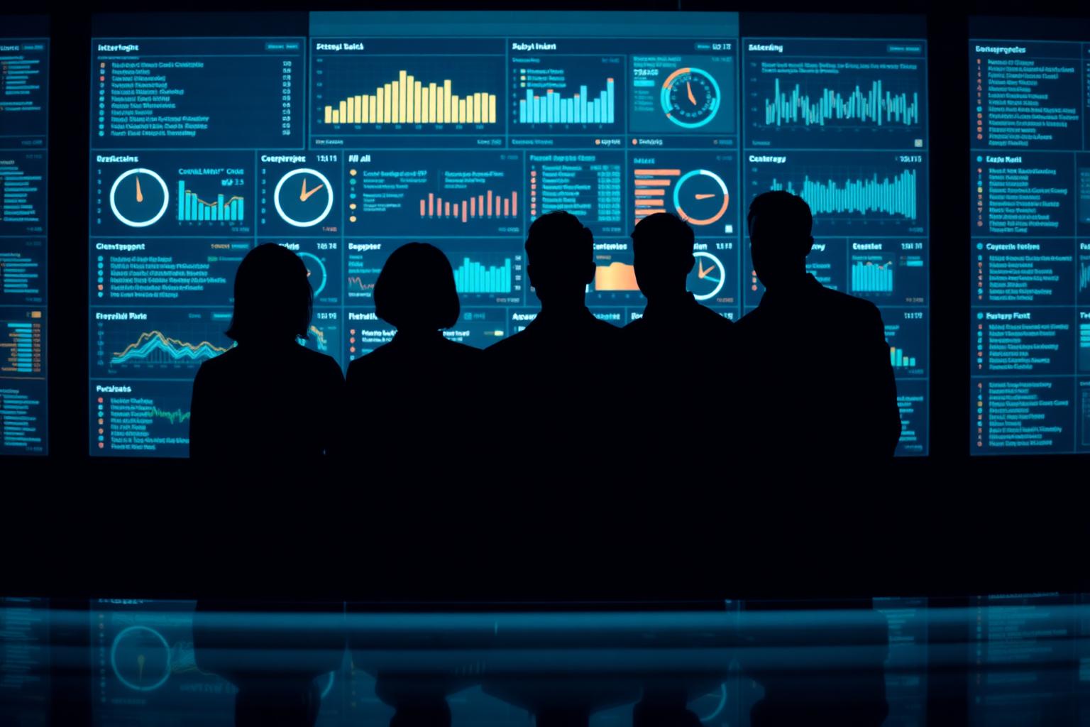 Specialists reviewing core banking dashboards